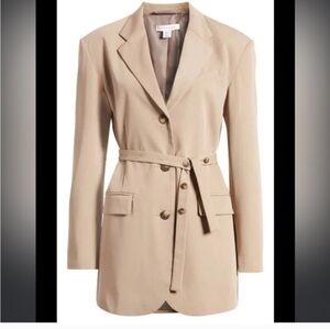 NWT- TOPSHOP Women's Tan Belted Blazer- Lightweight, Size 10